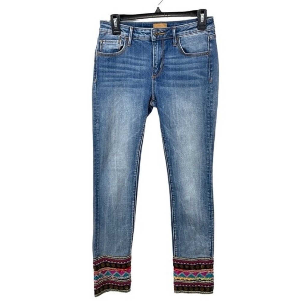 Driftwood Audrey La Luna Straight  Leg Jeans Embroidery & Sequin Trim Size 26‎